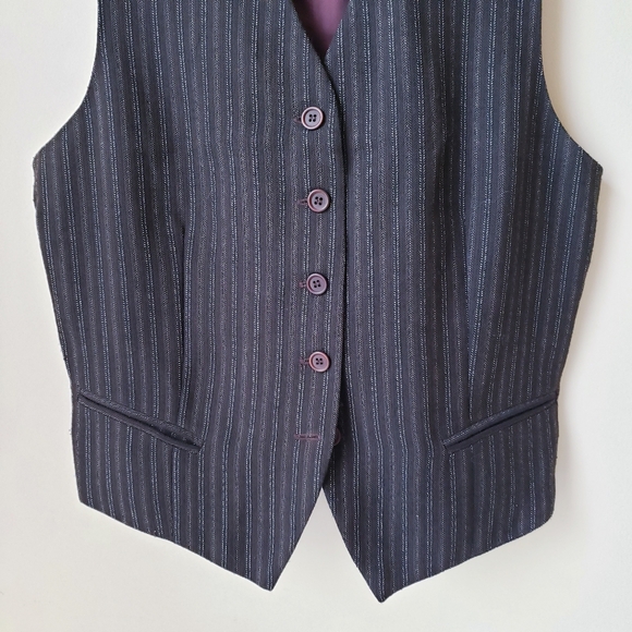 Vintage Nipon Studio Gray Pinstripe Vest - Picture 4 of 10